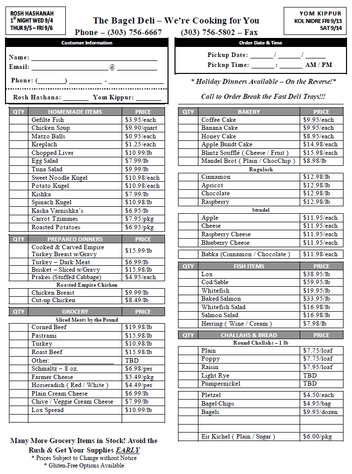 Menu Order Form Template from www.bageldeli.com